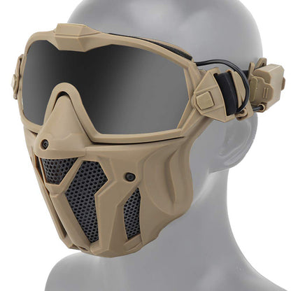 Tactical Mesh Mask Detachable Goggle with Anti-Fog Fan System