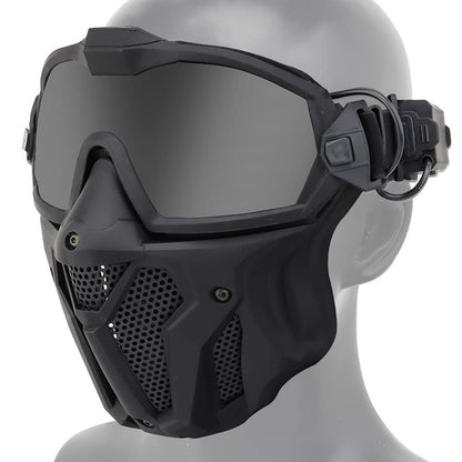 Tactical Mesh Mask Detachable Goggle with Anti-Fog Fan System