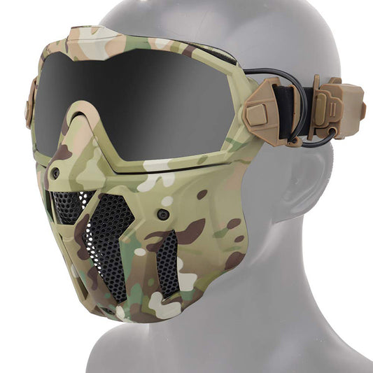 Tactical Mesh Mask Detachable Goggle with Anti-Fog Fan System